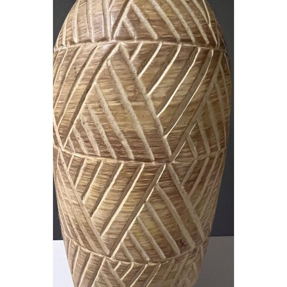Decorative Geometric Pottery Vessel – 16″ Triangle Pattern – Modernist - Picture 2 of 3